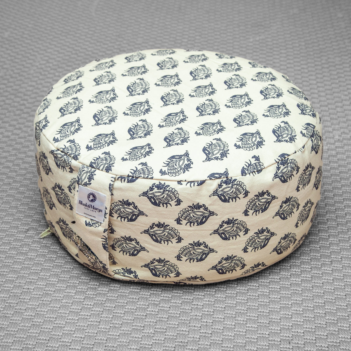 Cuscino da meditazione, rotondo, piume color crema