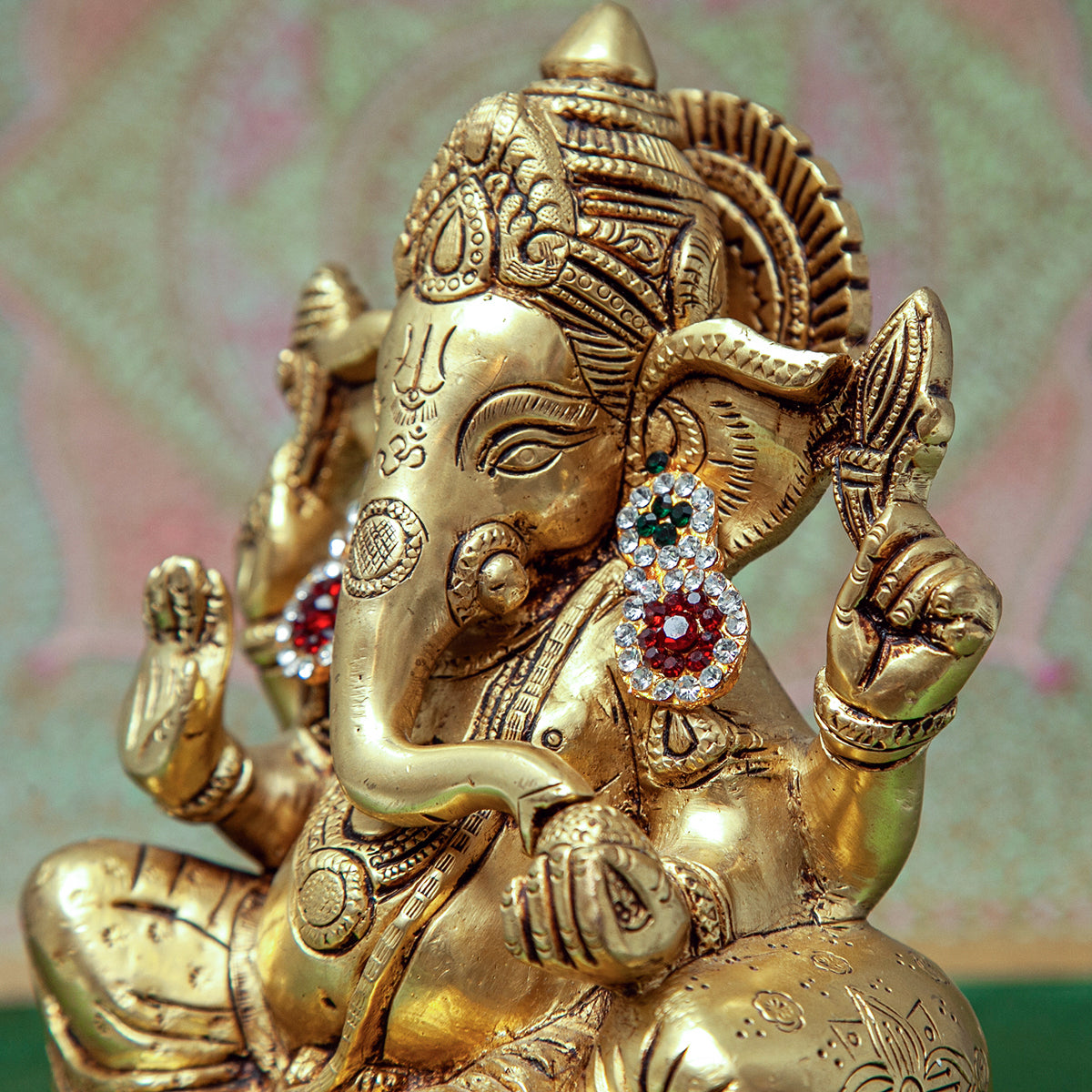 Set di orecchini in pietra - Karna Pathakam / 35x17 mm / Gioielli in pietra per decorazioni di divinità