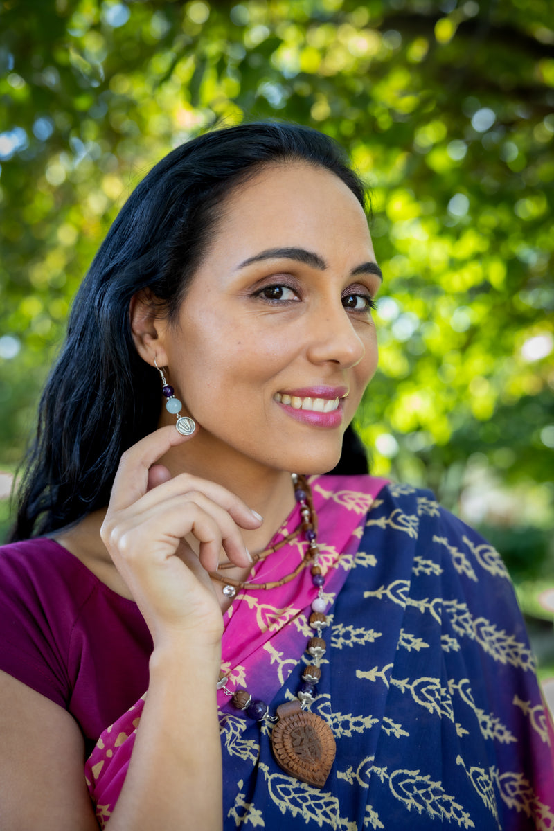 Earrings Amethyst Blue Tilak