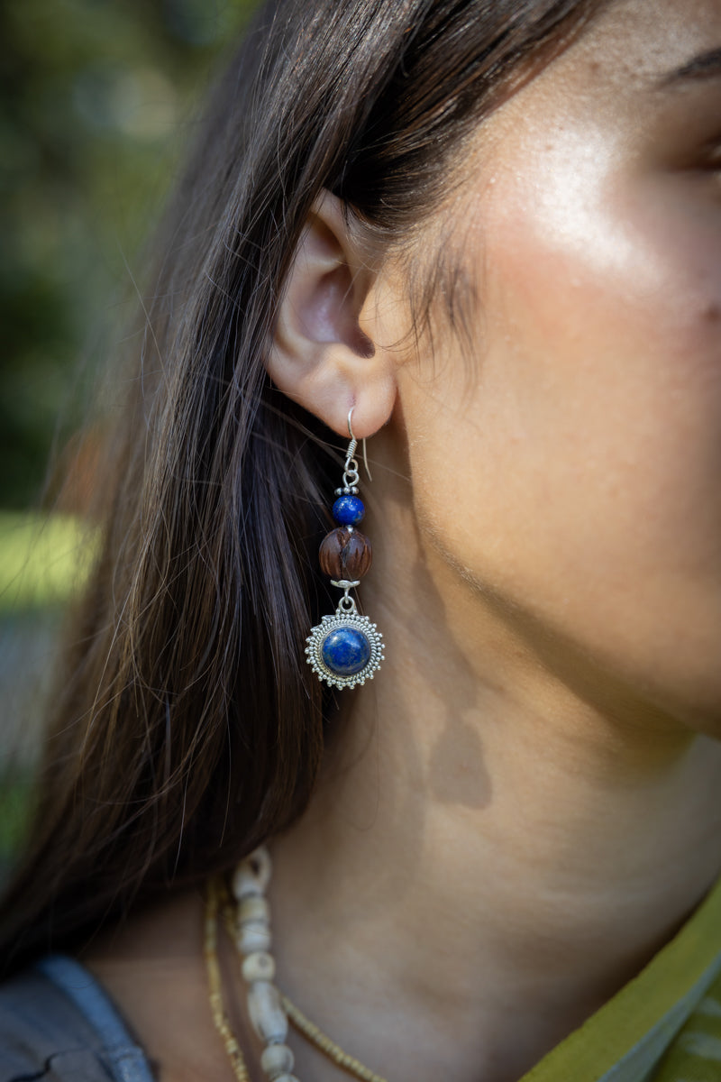 Earrings Lapis Tulsi Dangles