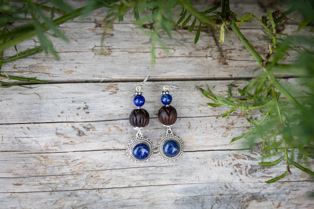 Earrings Lapis Tulsi Dangles