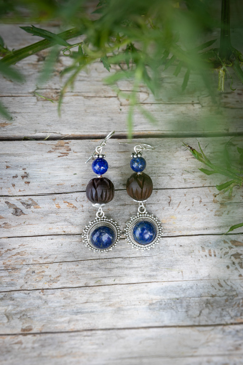 Earrings Lapis Tulsi Dangles