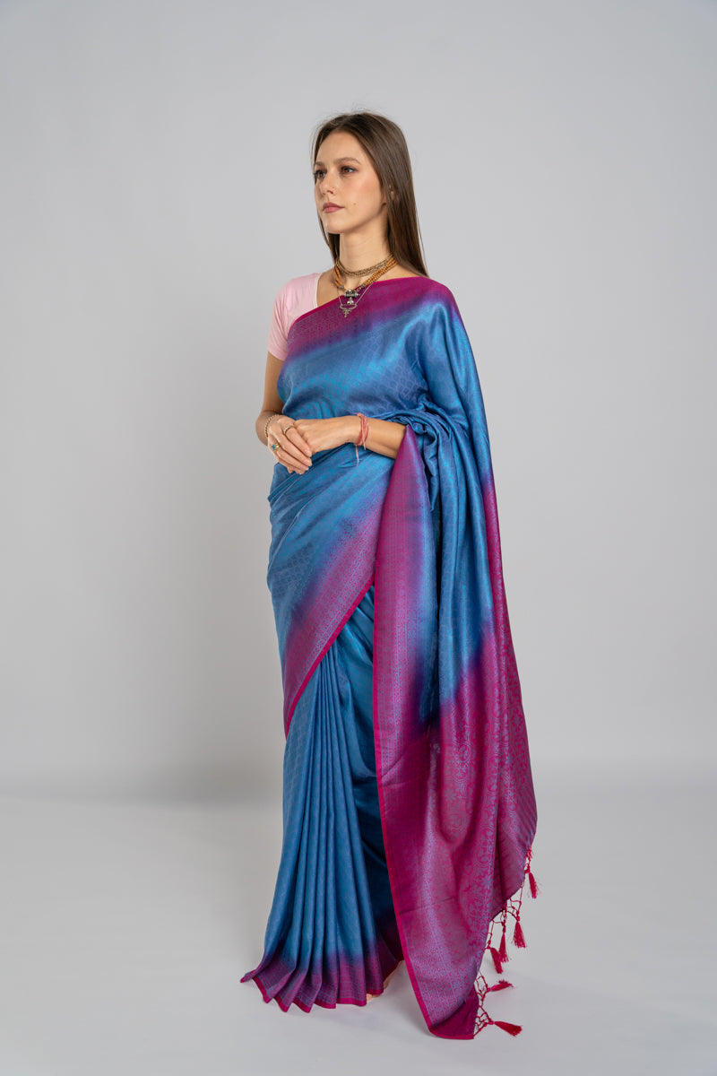 Banarasi Silk Saree Turquoise & Purple