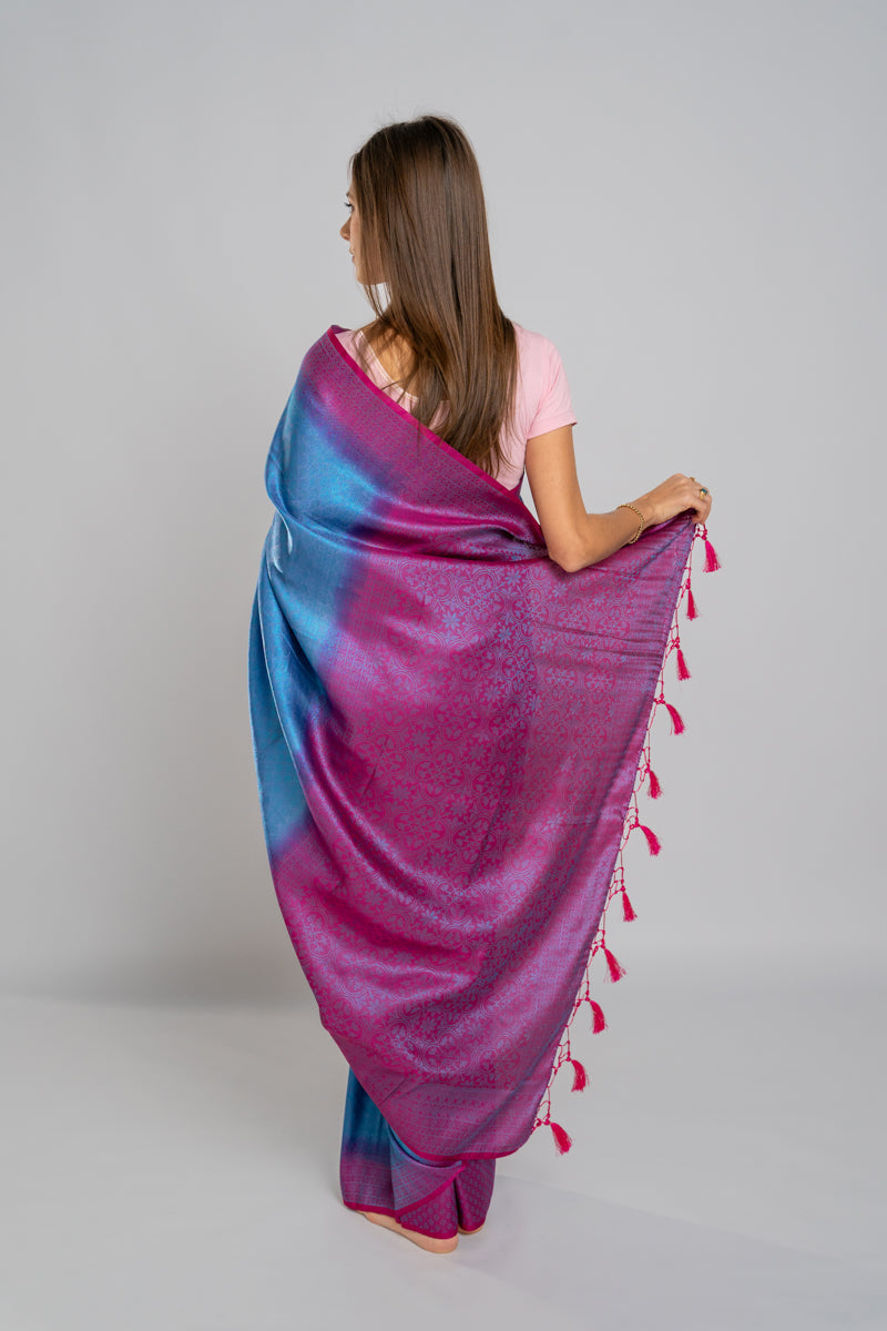 Banarasi Silk Saree Turquoise & Purple