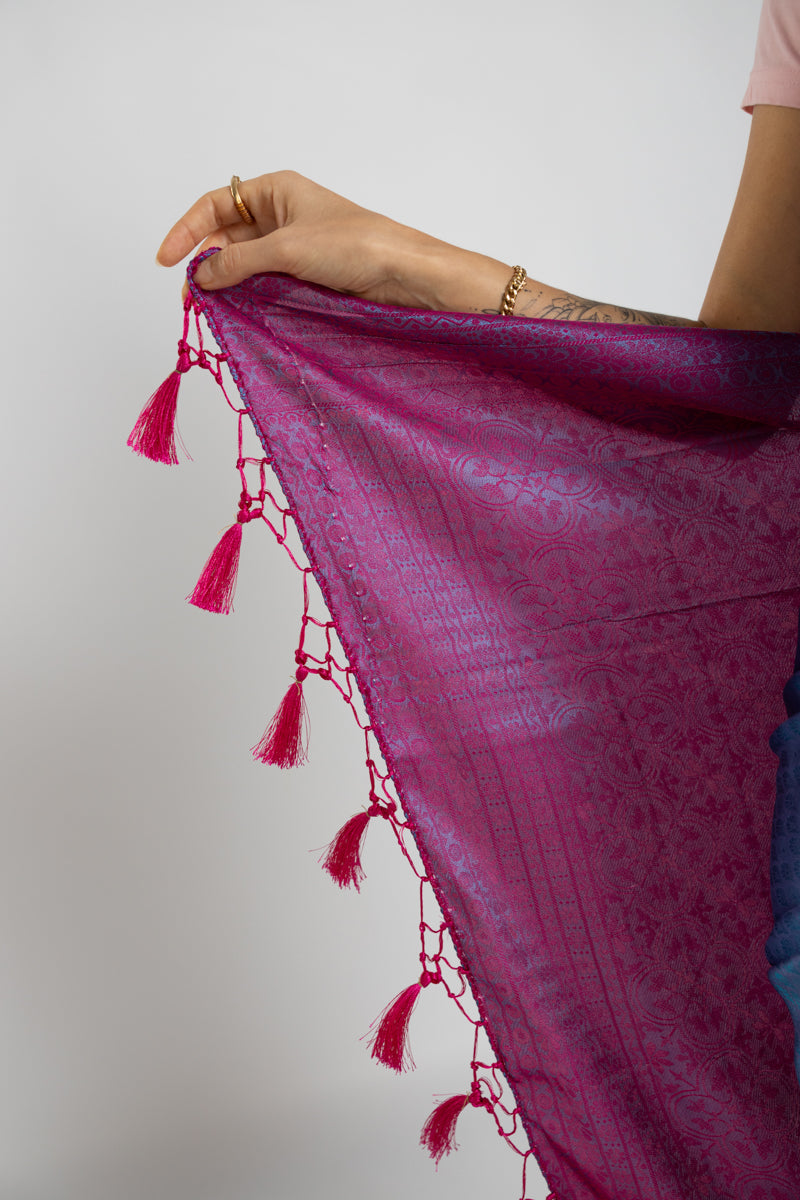 Banarasi Silk Saree Turquoise & Purple