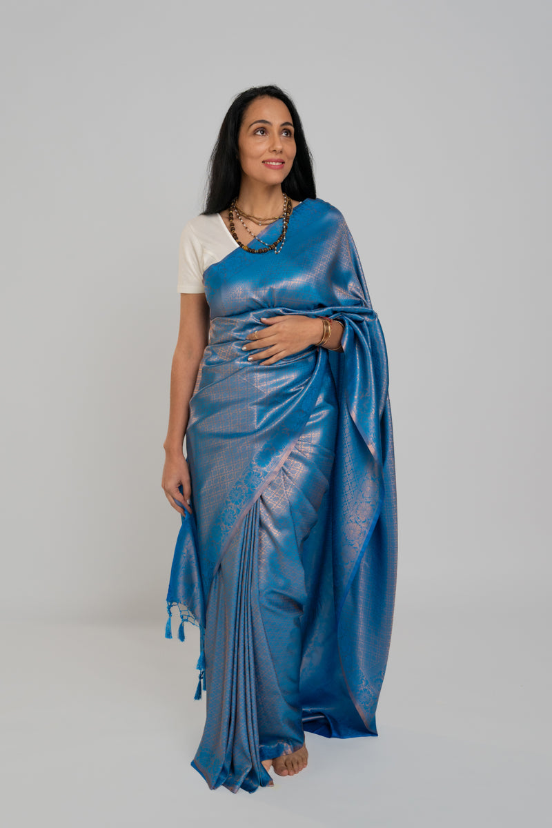 Banarasi Silk Saree Blue & Gold