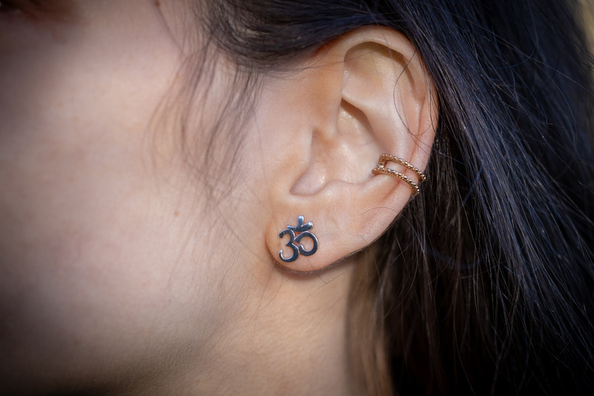 OM Post Earrings – Sterling Silver