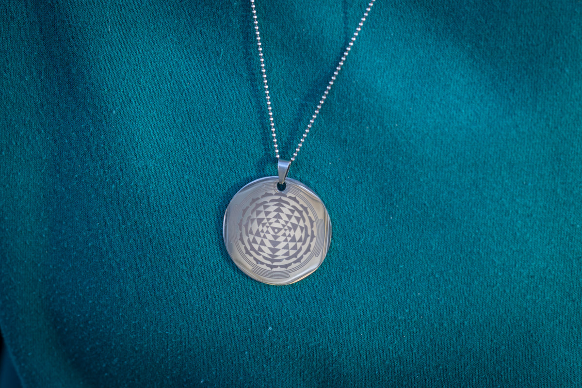 Sri Yantra Pendant, Silver Steel