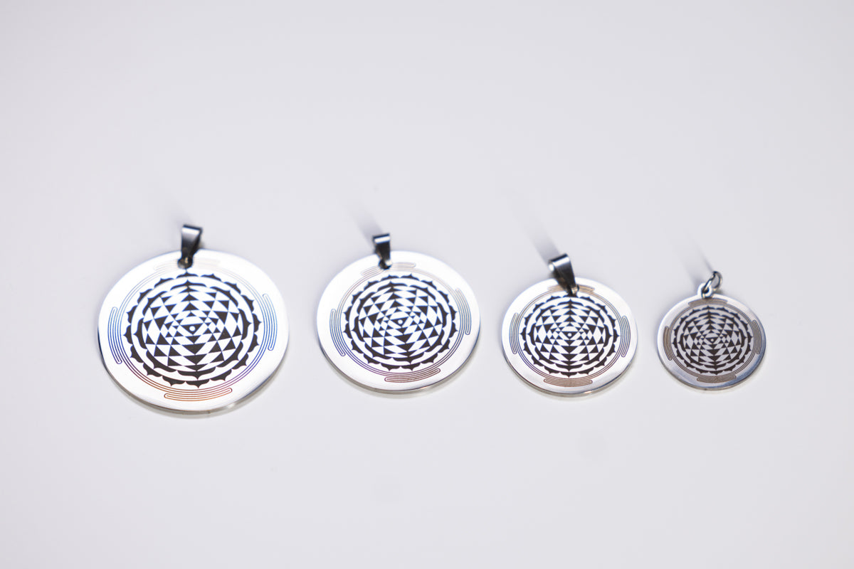 Sri Yantra Pendant, Silver Steel