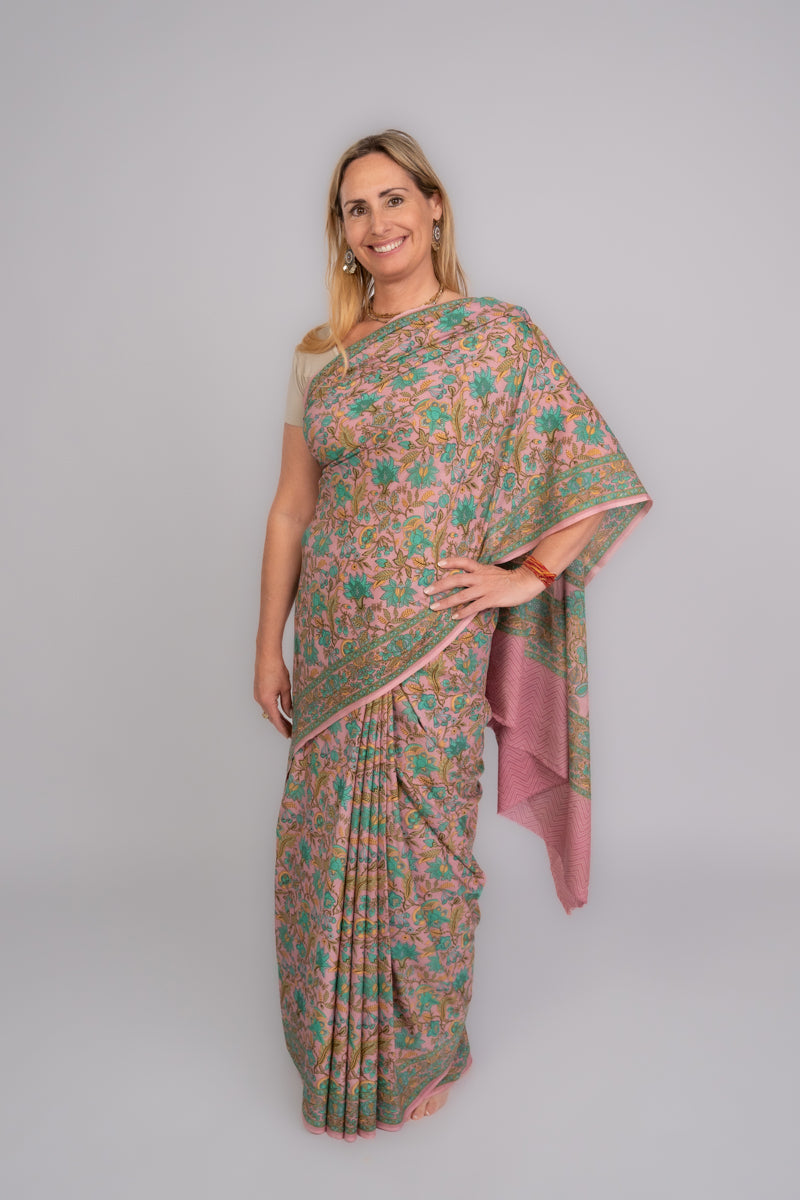 Lavender Rose Poly Crepe Silk Saree