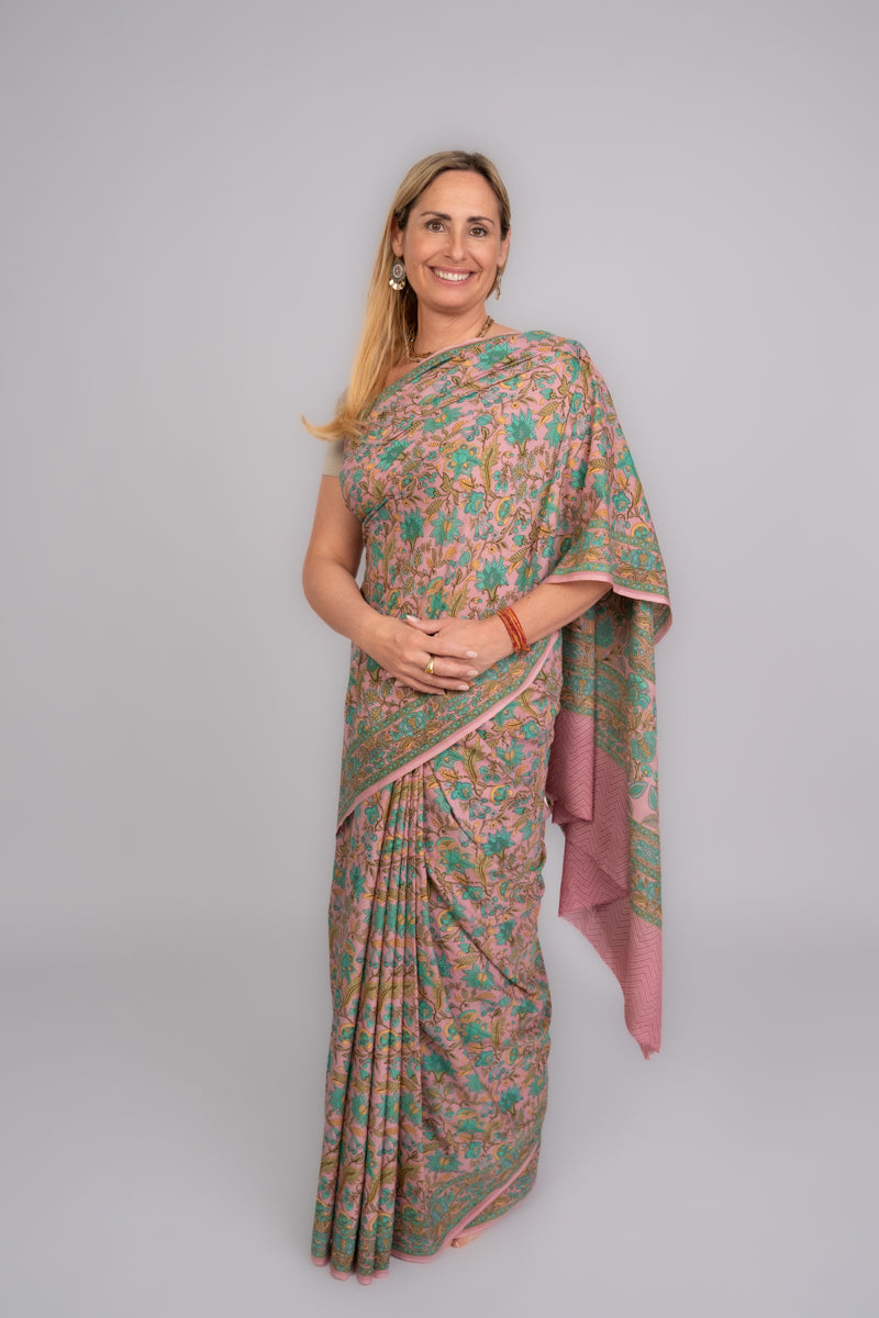 Lavender Rose Poly Crepe Silk Saree