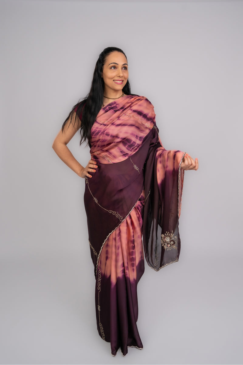 Sari in georgette ricamato