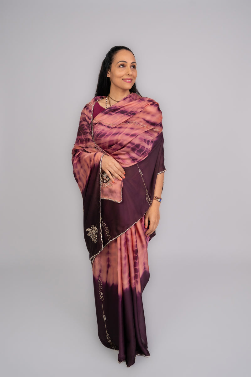 Sari in georgette ricamato