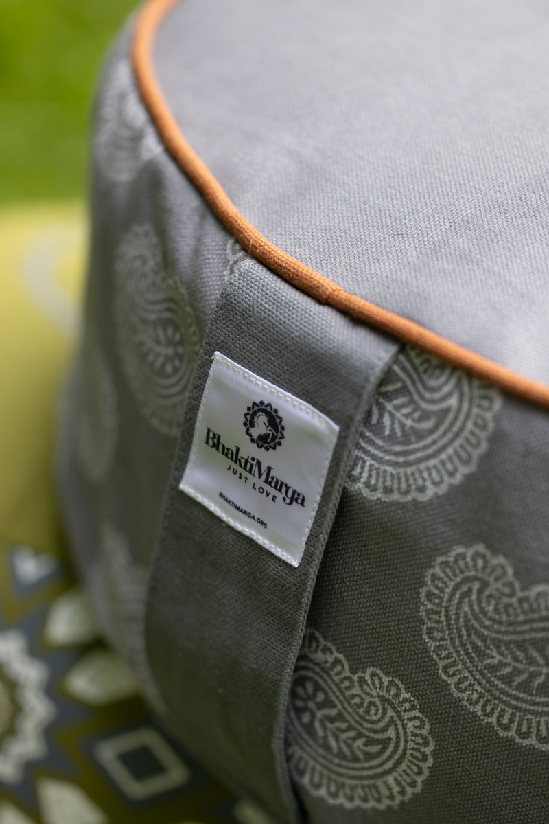 Meditation Cushion, Full-round, Slate Banyan Leaf