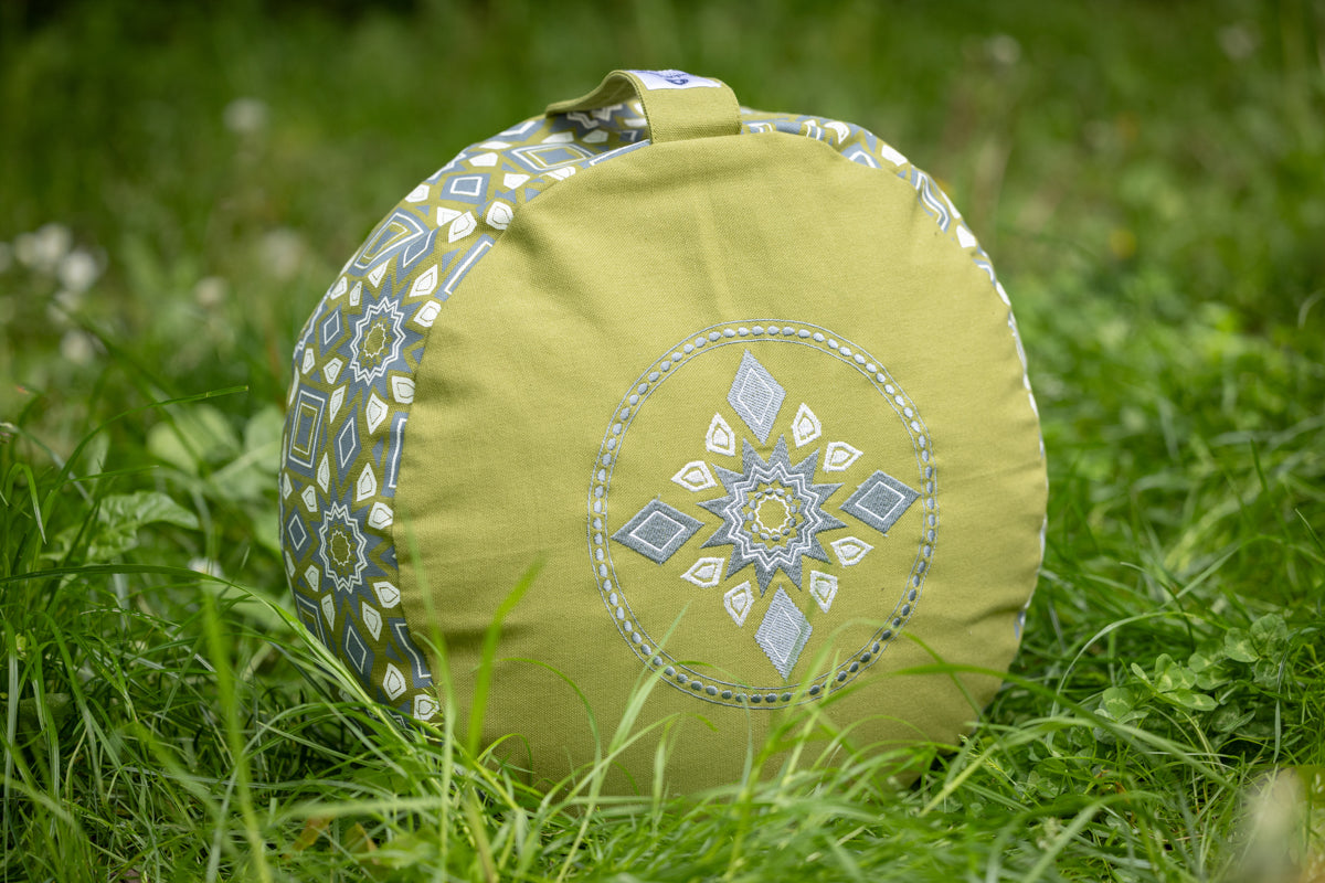 Cuscino da meditazione, rotondo, salvia sunburst