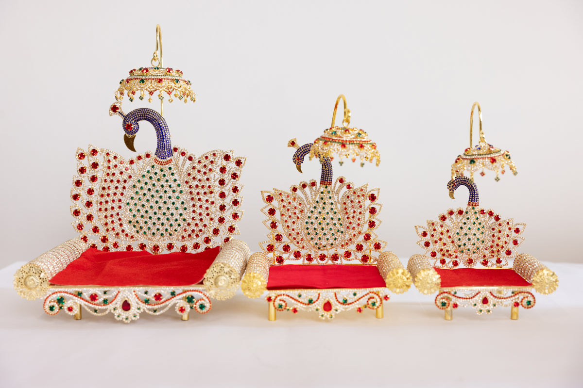 Deity Peacock Singhasan with Chatar