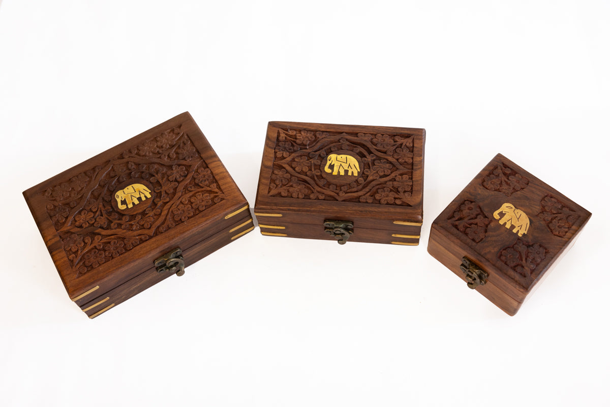 Carved Wooden Treasure Box