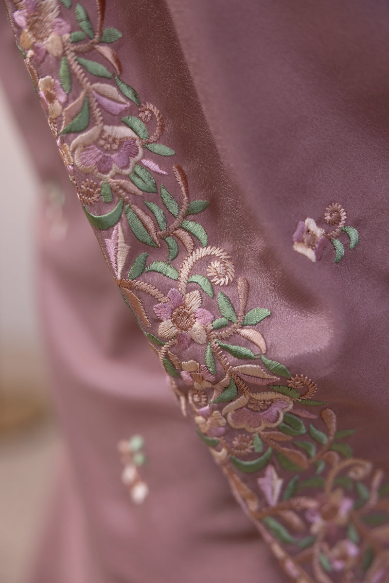 Light Rouge Embroidered Georgette Saree