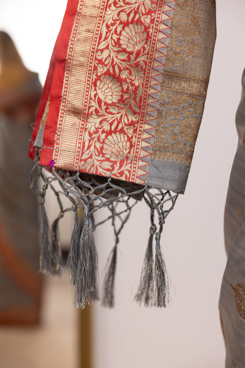 Steel Grey Cotton Saree