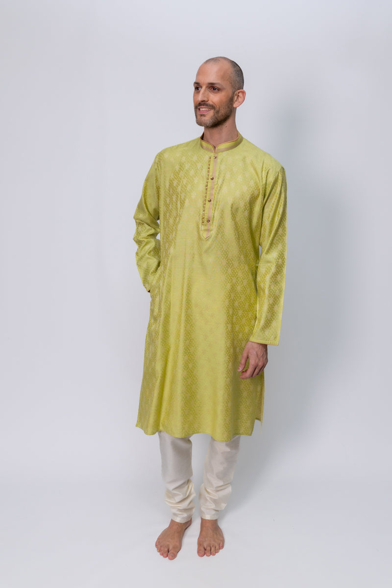 Spring Green Ornate Kurta Set, size L