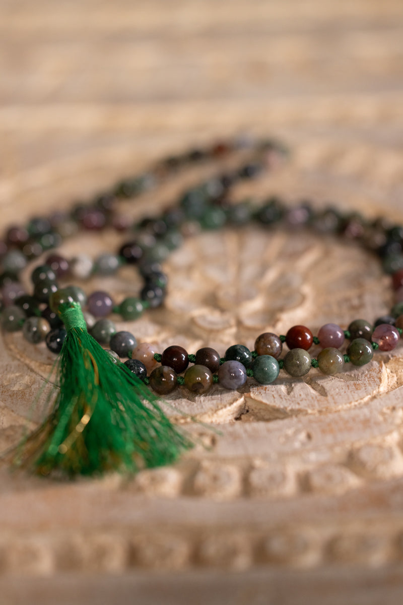 Moss Agate Mala
