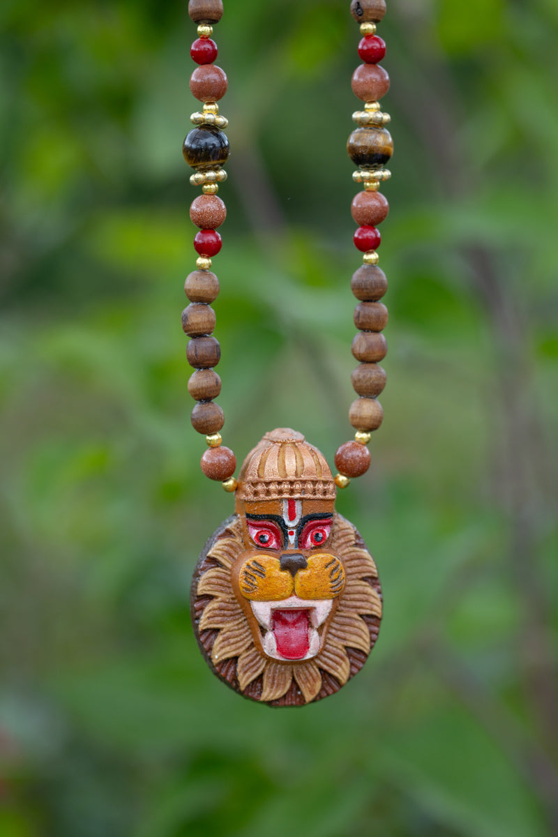 Painted NARASIMHA Tulsi Pendant