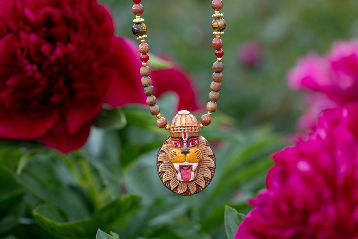 Painted NARASIMHA Tulsi Pendant