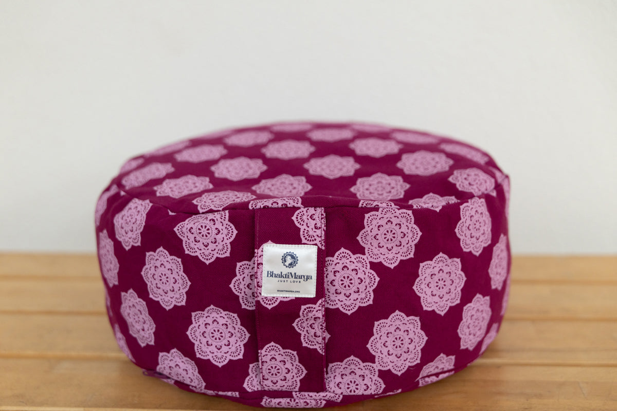 Meditation Cushion, Full-round, Purple Mandala