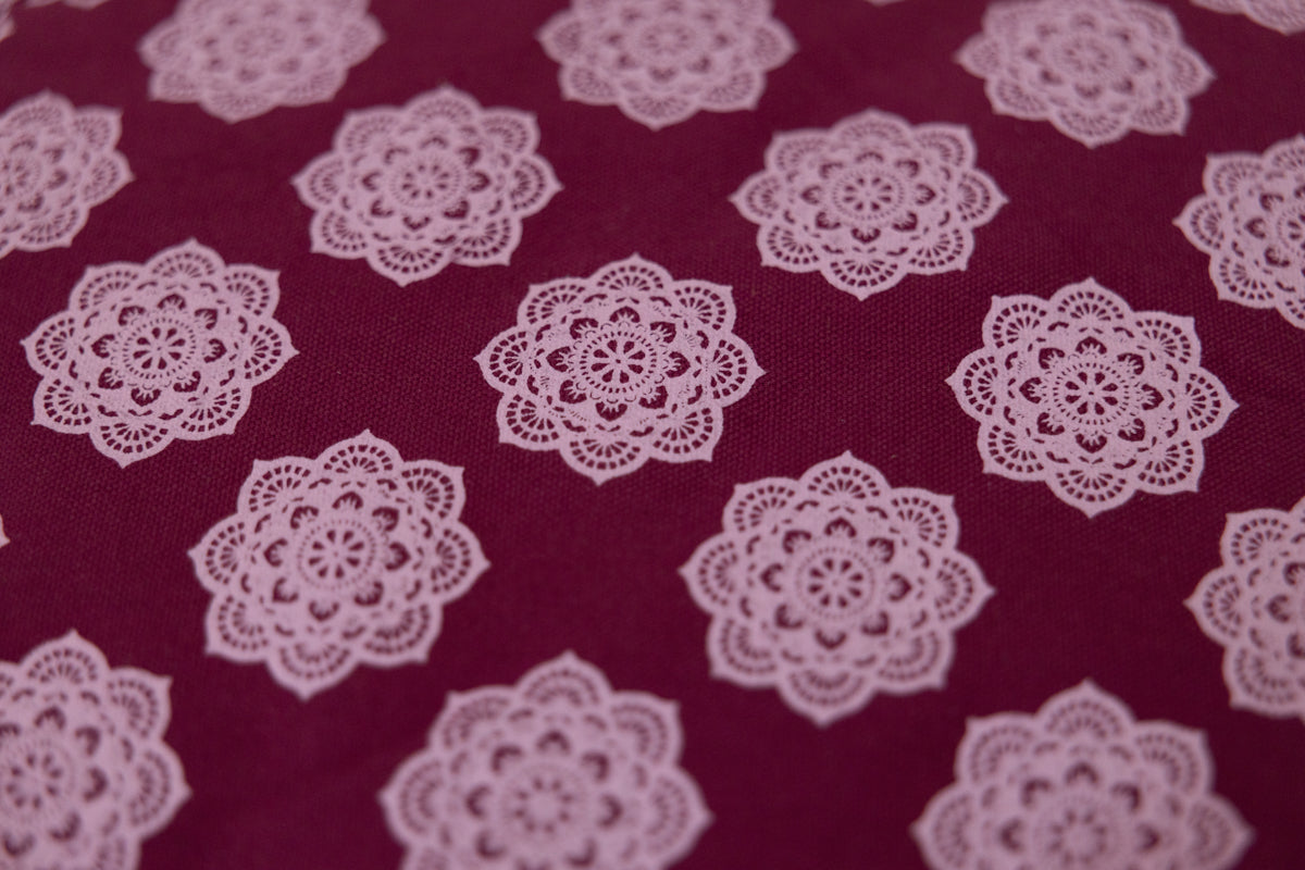 Meditation Cushion, Full-round, Purple Mandala