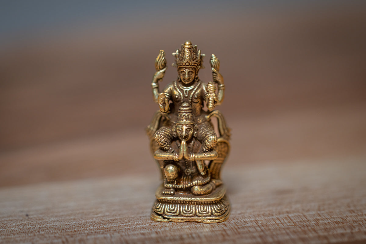 Lord Vishnu Riding on Garuda - mini murti