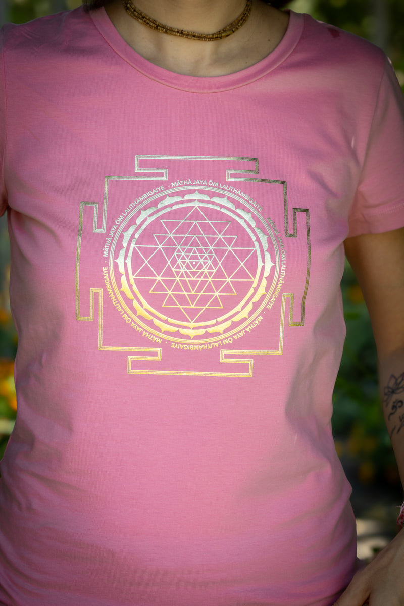Sri Yantra T-shirt - Rose Pink