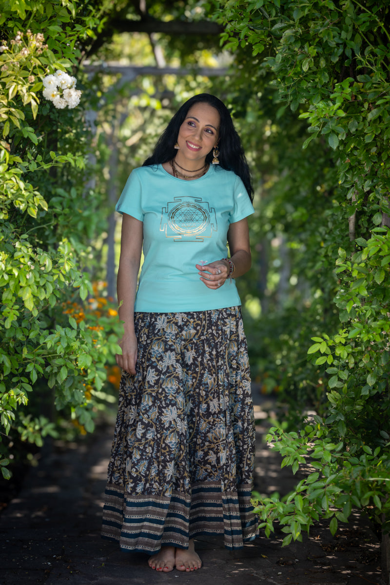 Sri Yantra T-shirt - Turquoise Blue