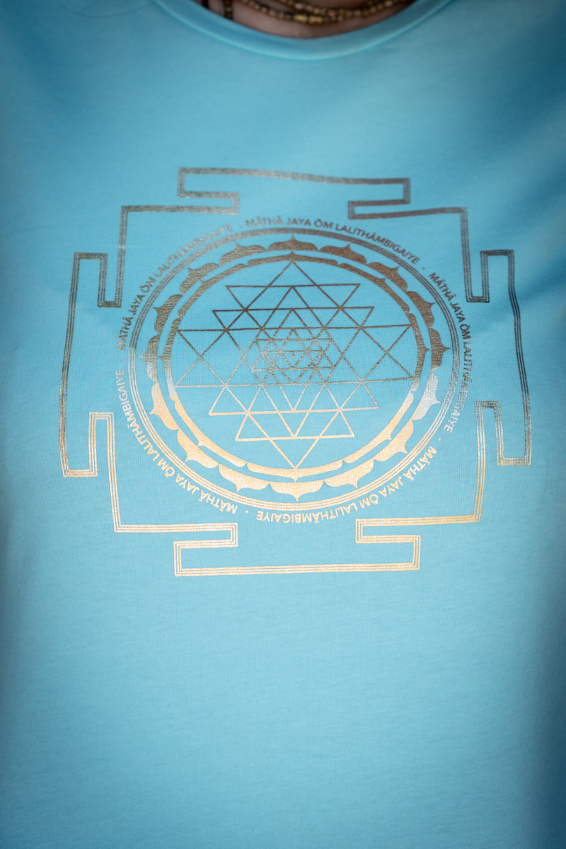 Sri Yantra T-shirt - Turquoise Blue