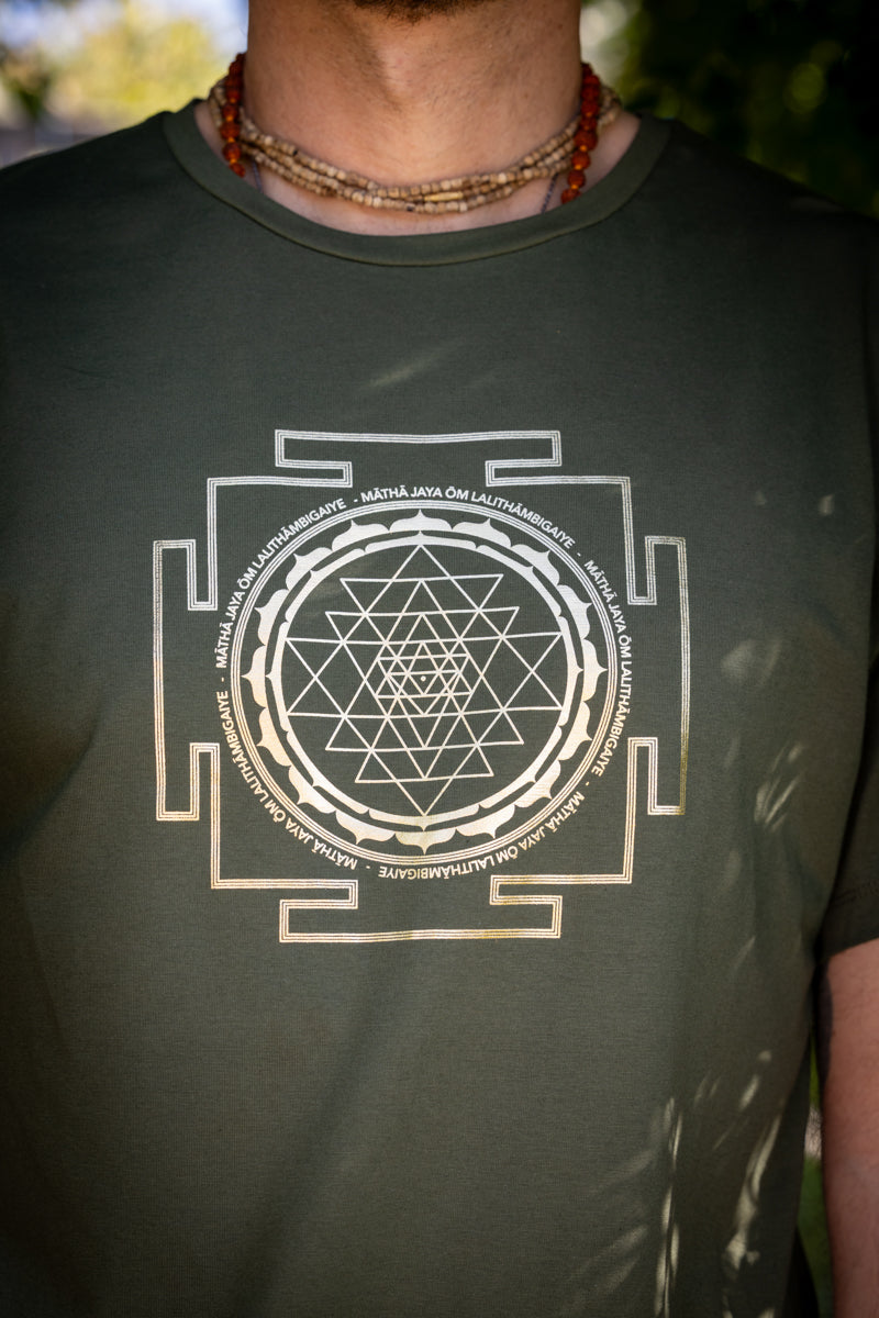 Sri Yantra T-shirt - Moss Green