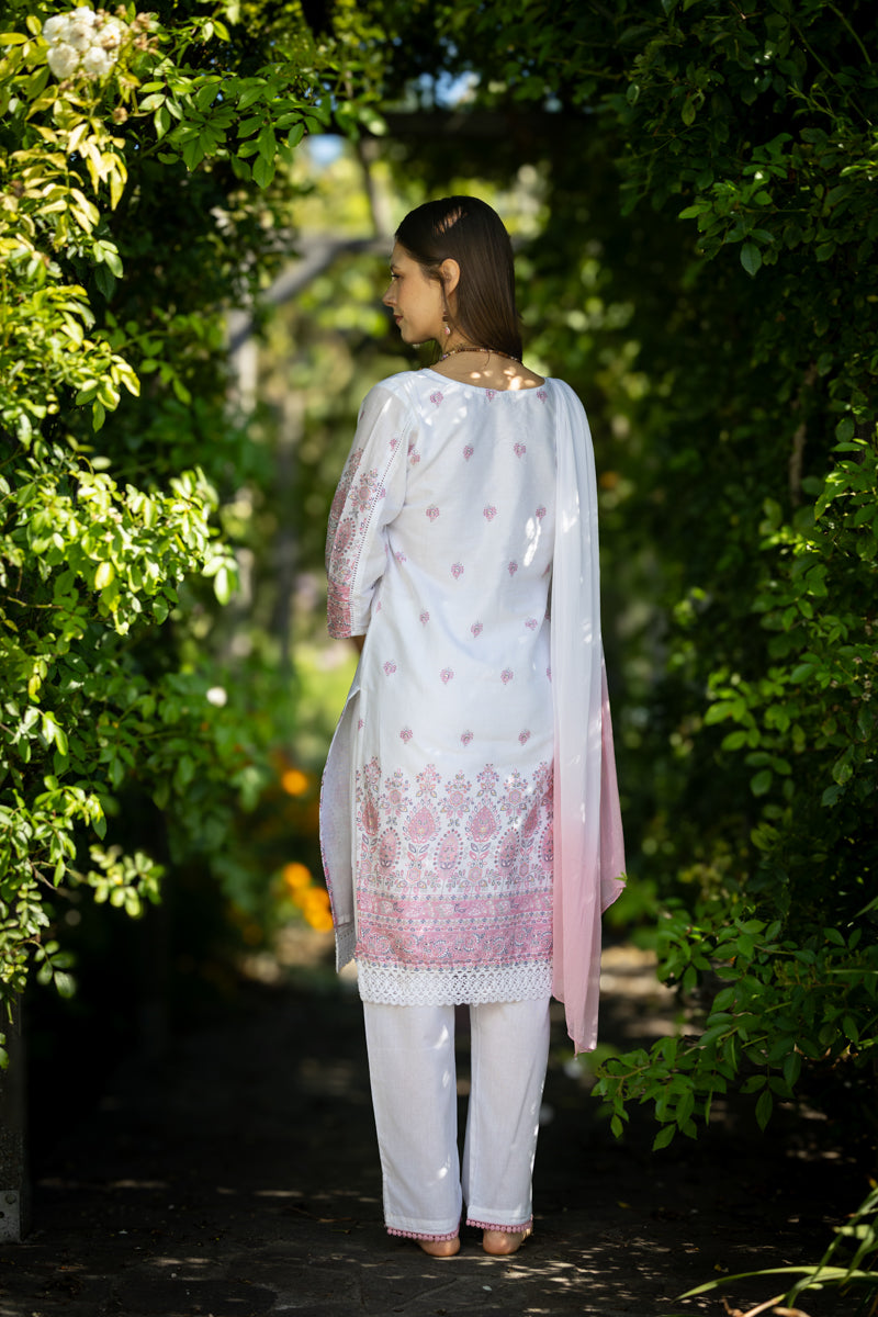 Simply White Anarkali Kurti Set