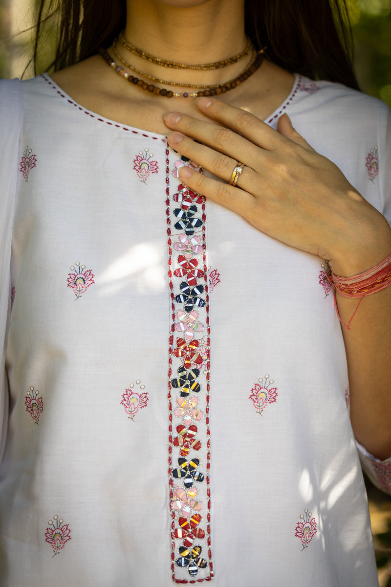 Simply White Anarkali Kurti Set