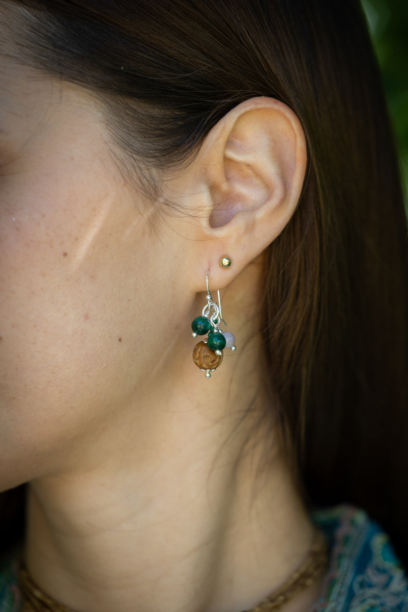 Earrings Malachite Tulsi Small Drops