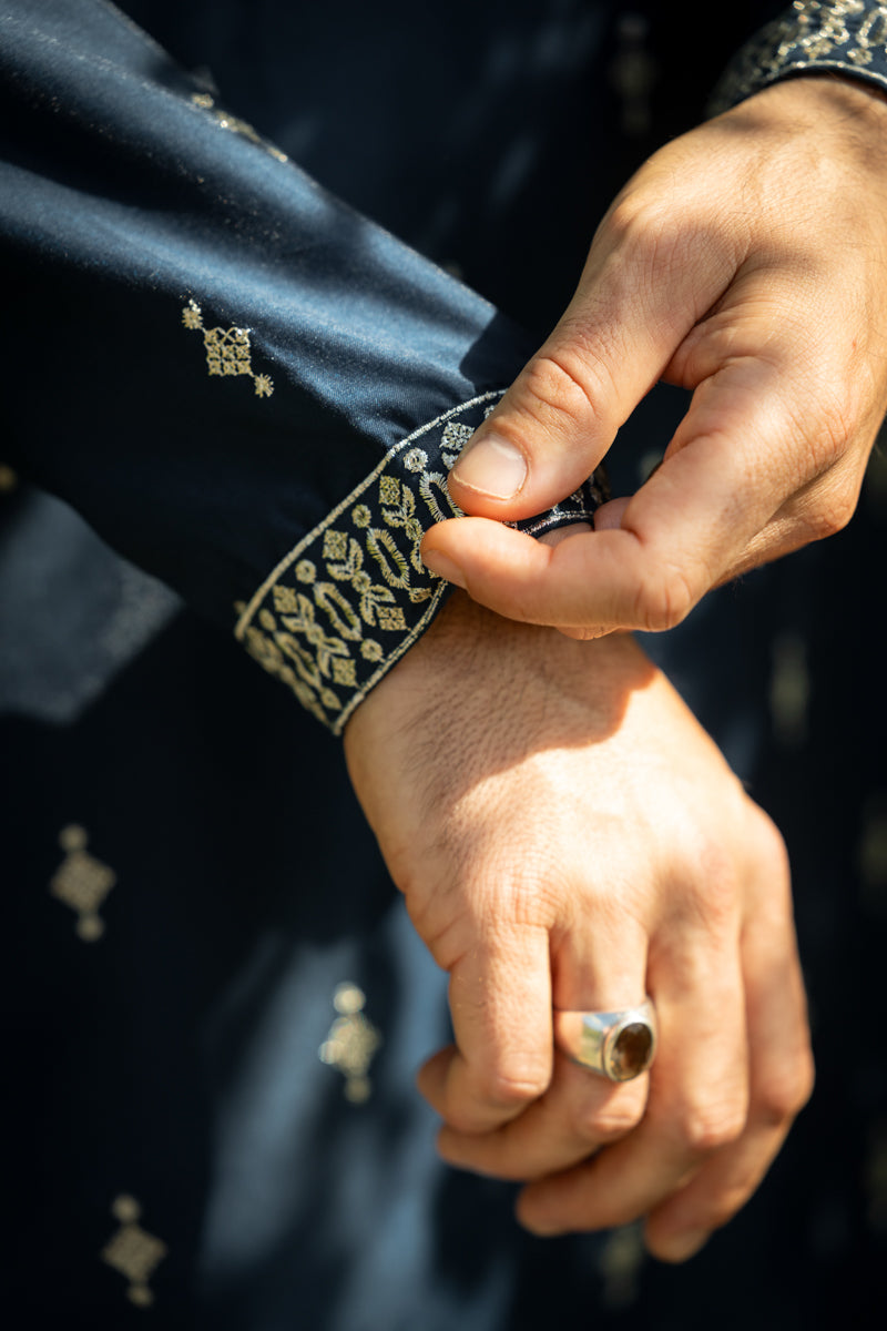 Traditional Prabhu Kurta, Navy Blue