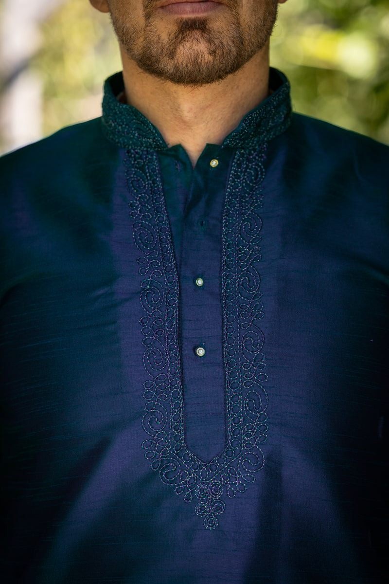 Classic Kurta, Navy Blue