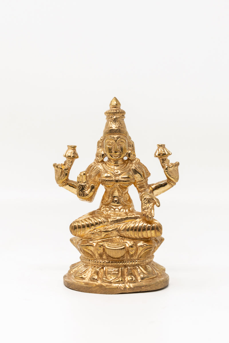 Maha-Lakshmi seduto – panchaloha