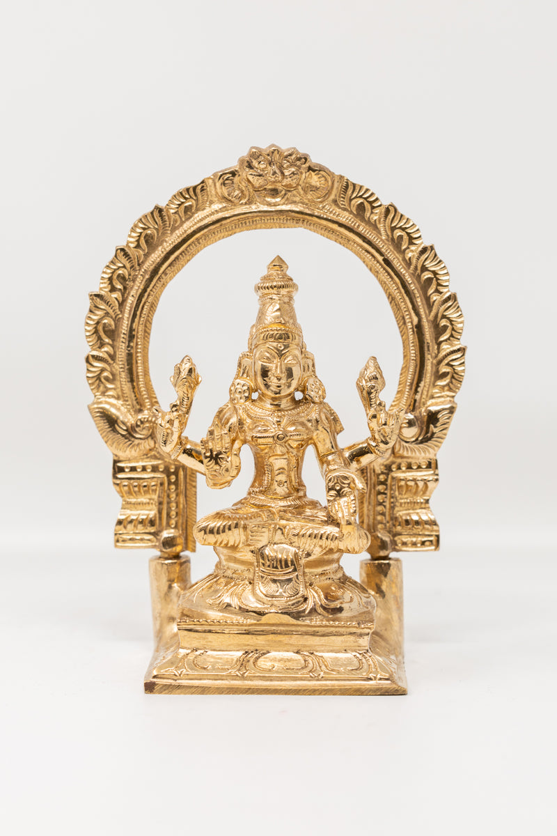 Sitting Maha-Lakshmi Devi with Arch - Panchaloha