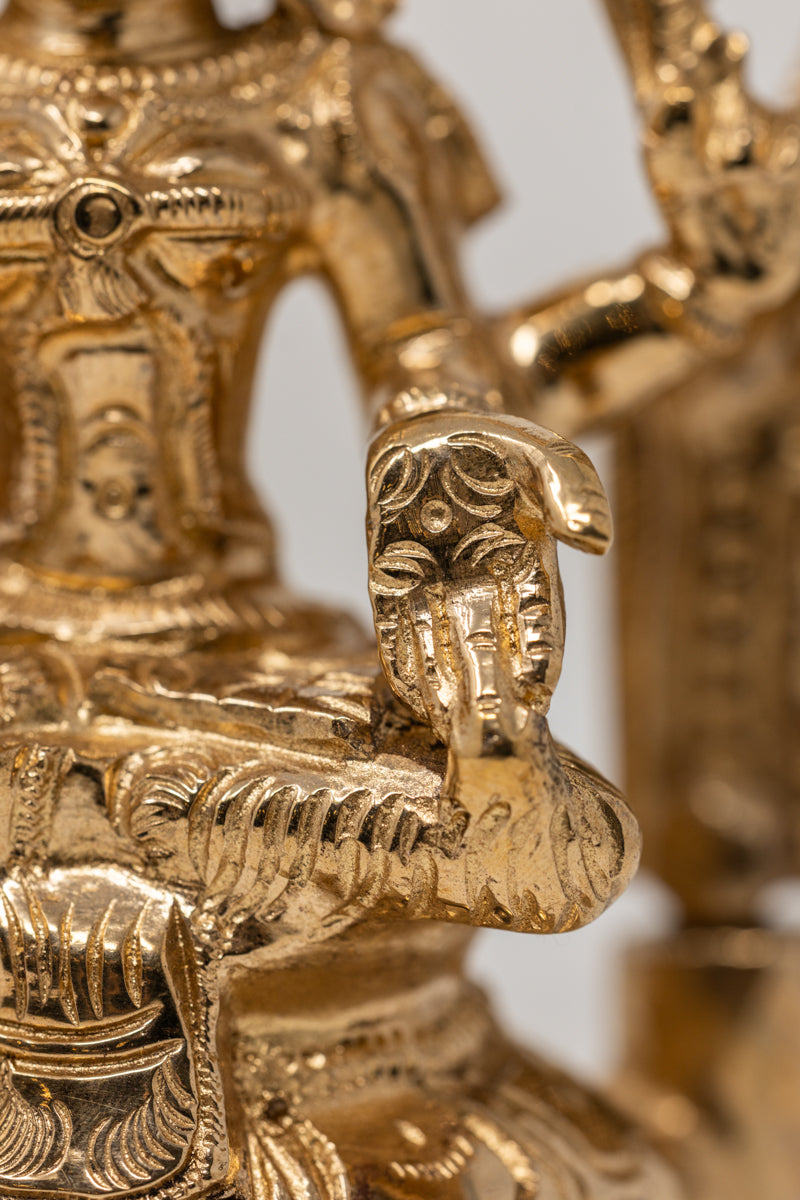 Sitting Maha-Lakshmi Devi with Arch - Panchaloha