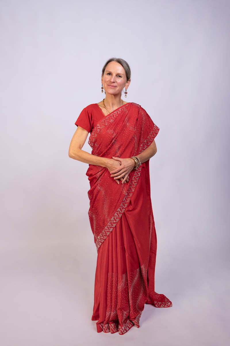 True Red Saree