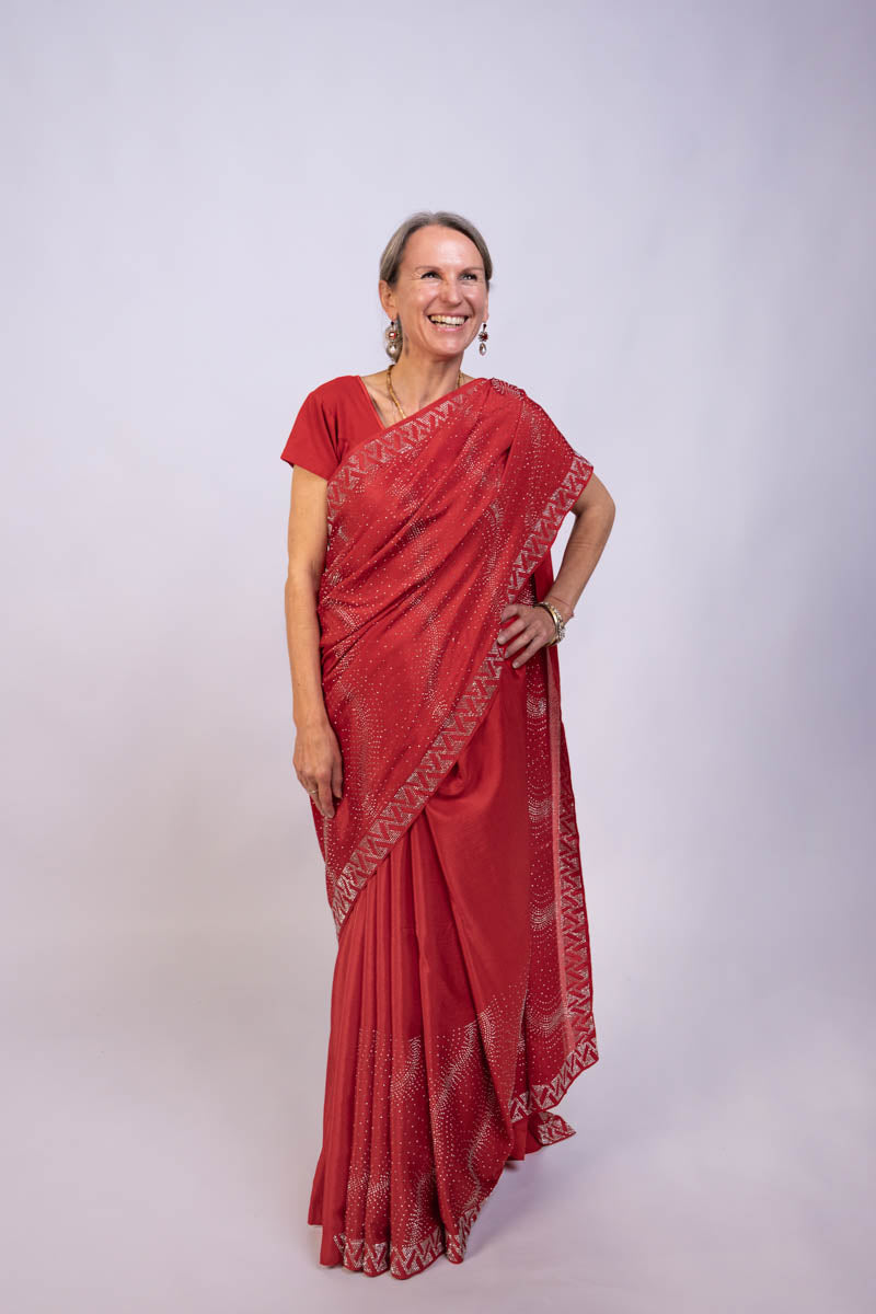 True Red Saree