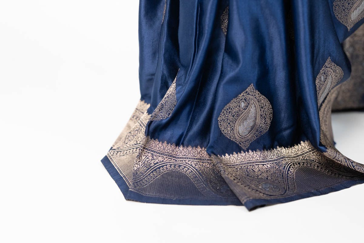 Royal Blue Weaving Jacquard Traditional Saree