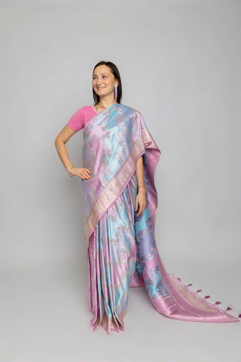 Rainbow Falls Satin Art Silk Saree