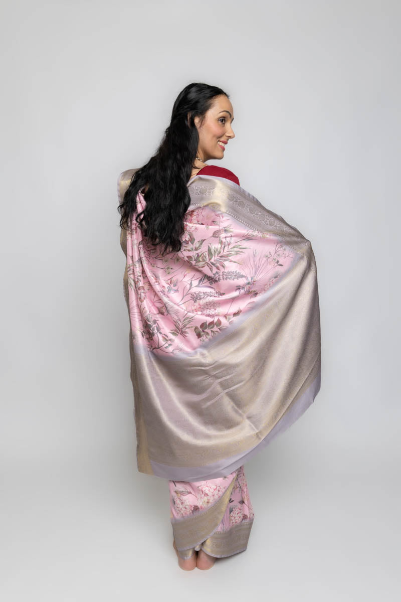 Floral Printed Banarasi Art Silk Saree