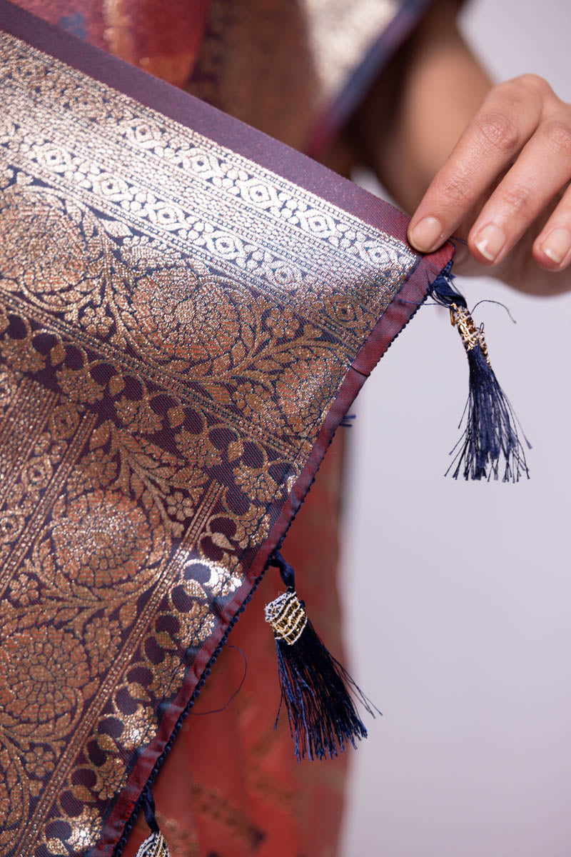 Banarasi Art Silk Traditional Saree Peach Pink