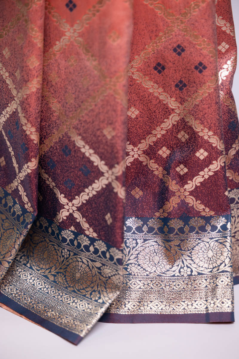 Banarasi Art Silk Traditional Saree Peach Pink