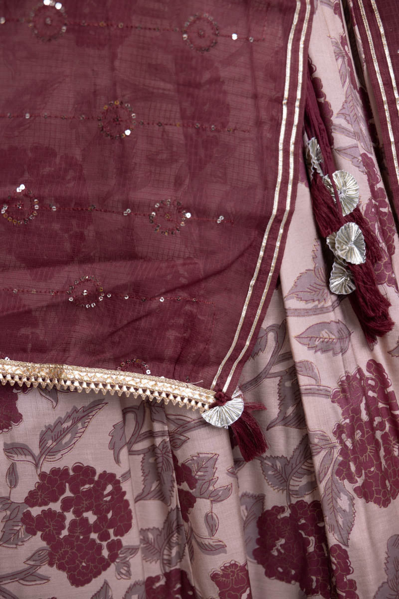 China Rose Long Anarkali Dress